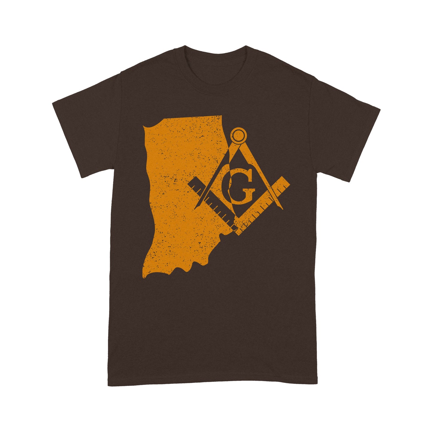 Indiana Freemason State Map Square & Compass Symbol - T Shirt