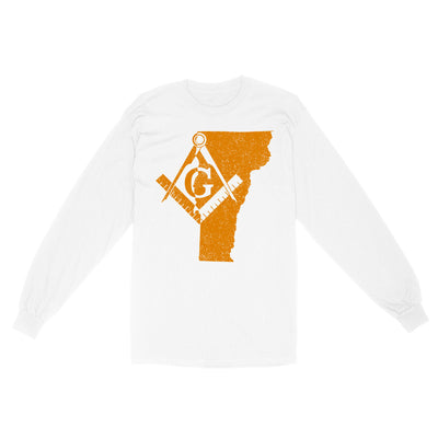 Vermont Freemason State Map Square & Compass Symbol - Long Sleeve