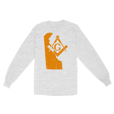 Delaware Freemason State Map Square & Compass Symbol - Long Sleeve