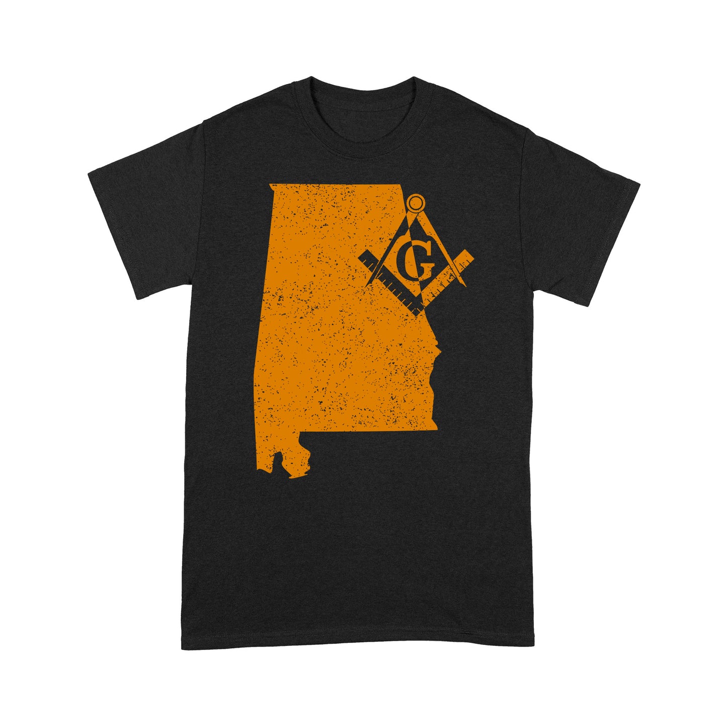 Alabama Freemason State Map Square & Compass Symbol - T Shirt