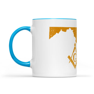 Maryland square & compass freemason symbol state map - Accent Mug