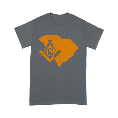 South Carolina Freemason State Map Square & Compass Symbol - T Shirt