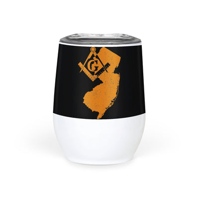 New Jersey Square & Compass Freemason symbol state map - Wine Tumbler