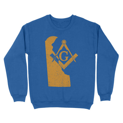 Delaware Freemason State Map Square & Compass Symbol - Sweatshirt