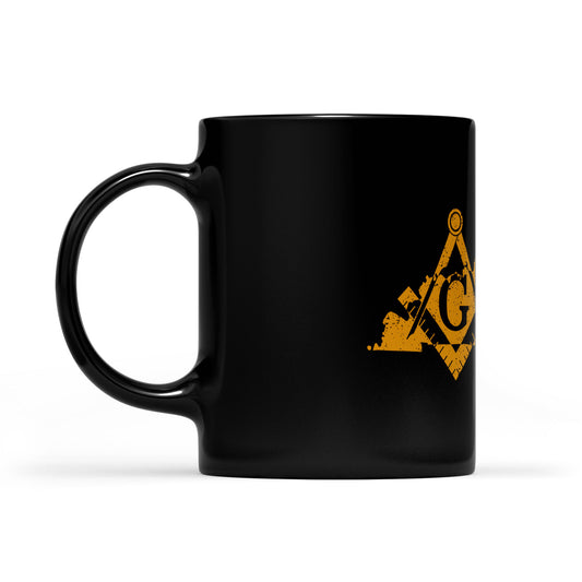 Kentucky square & compass freemason symbol state map - Black Mug