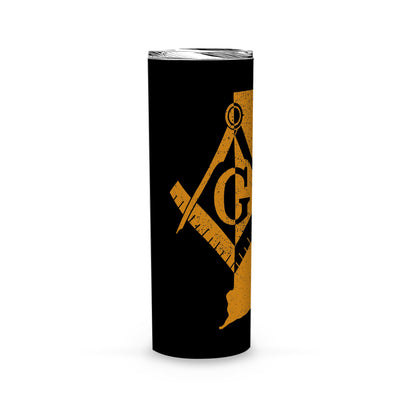 Rhode Island Square & Compass Freemason symbol state map -Skinny Tumbler