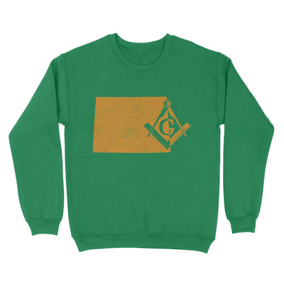 Wyoming Freemason State Map Square & Compass Symbol - Sweatshirt