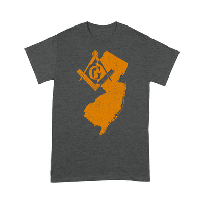 New Jersey Freemason State Map Square & Compass Symbol - T Shirt