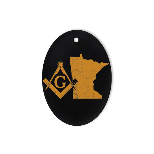 Minnesota square & compass freemason symbol state map - Oval Ceramic Ornament (2 sided)