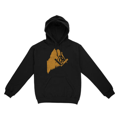 Maine Freemason State Map Square & Compass Symbol - Hoodie