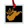 West Virginia square & compass freemason symbol state map - Glass Square Ornament
