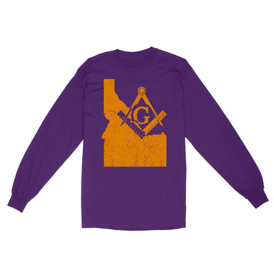 Idaho Freemason State Map Square & Compass Symbol - Long Sleeve