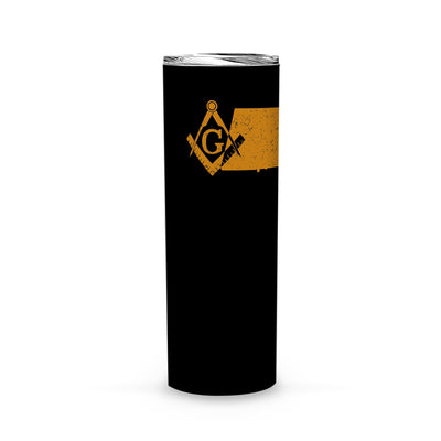 Massachusetts Square & Compass Freemason symbol state map -Skinny Tumbler