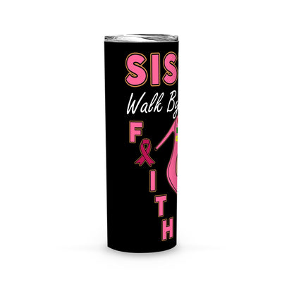 OES Pink Leopard Sistar Walk By Faith Breast Cancer Awareness FATAL - Skinny Tumbler - OES230704_02