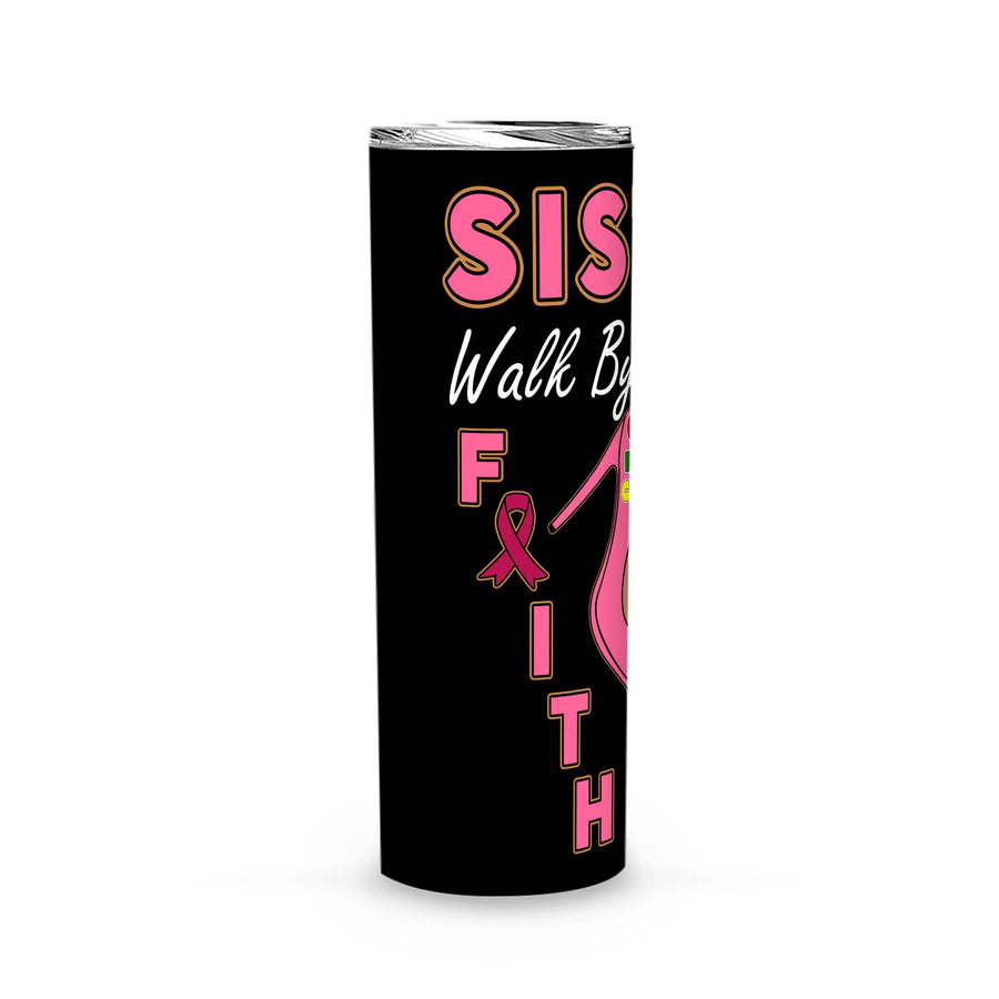 OES Pink Leopard Sistar Walk By Faith Breast Cancer Awareness FATAL - Skinny Tumbler - OES230704_02
