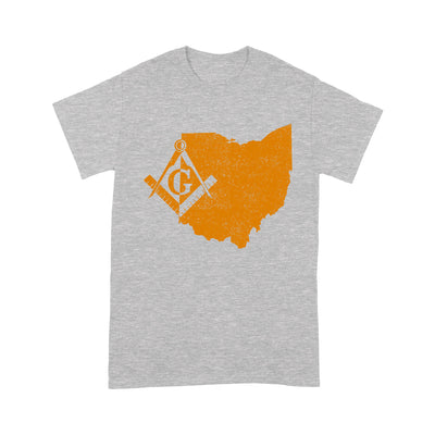 Ohio Freemason State Map Square & Compass Symbol - T Shirt