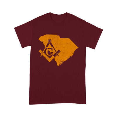 South Carolina Freemason State Map Square & Compass Symbol - T Shirt