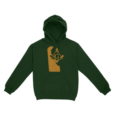 Delaware Freemason State Map Square & Compass Symbol - Hoodie