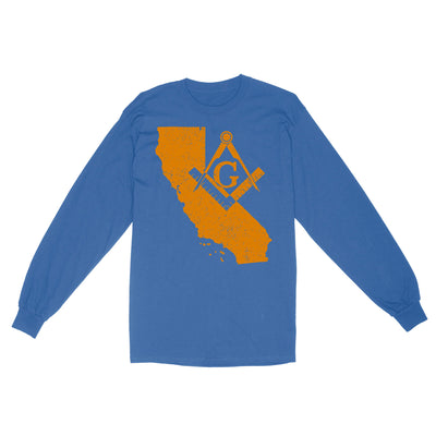 California Freemason State Map Square & Compass Symbol - Long Sleeve