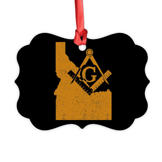 Idaho square & compass freemason symbol state map - Medallion Aluminum Ornament