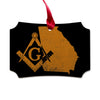 Georgia square & compass freemason symbol state map - Scalloped Wooden Maple Ornament