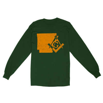 Arkansas Freemason State Map Square & Compass Symbol - Long Sleeve