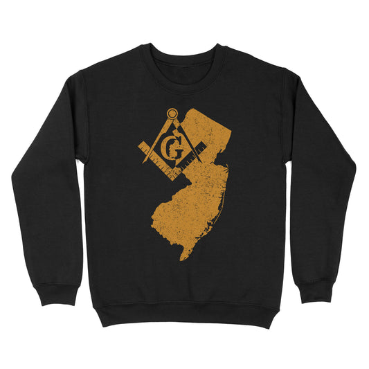 New Jersey Freemason State Map Square & Compass Symbol - Sweatshirt