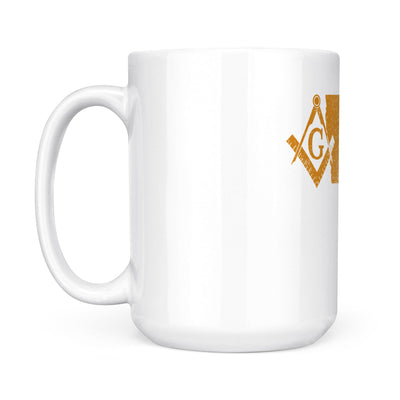 Iowa square & compass freemason symbol state map - White Mug