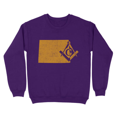 Wyoming Freemason State Map Square & Compass Symbol - Sweatshirt