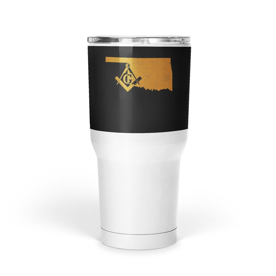 Oklahoma Square & Compass Freemason symbol state map - Large Tumbler