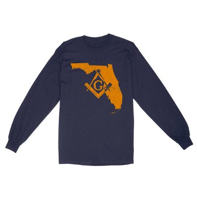 Florida Freemason State Map Square & Compass Symbol - Long Sleeve