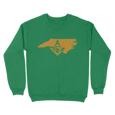 North Carolina Freemason State Map Square & Compass Symbol - Sweatshirt