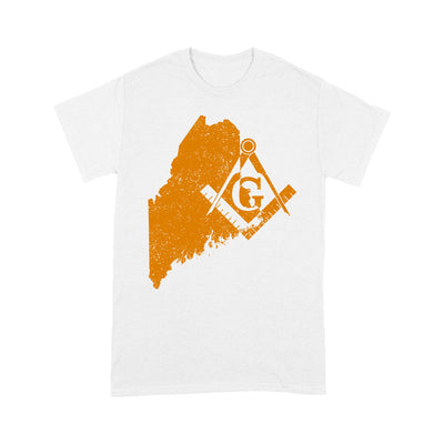 Maine Freemason State Map Square & Compass Symbol - T Shirt