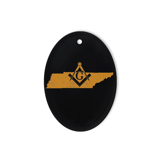 Tennessee square & compass freemason symbol state map - Oval Ceramic Ornament