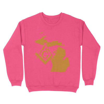 Michigan Freemason State Map Square & Compass Symbol - Sweatshirt