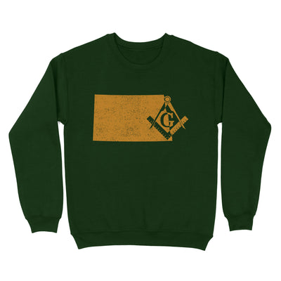 North Dakota Freemason State Map Square & Compass Symbol - Sweatshirt