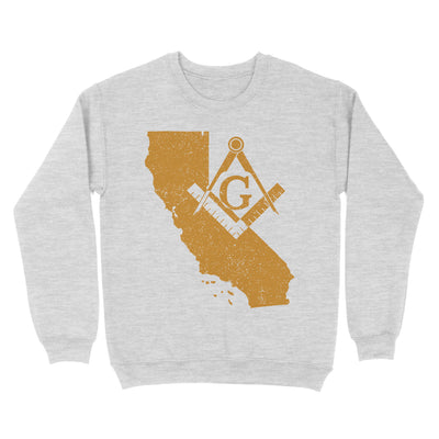 California Freemason State Map Square & Compass Symbol - Sweatshirt