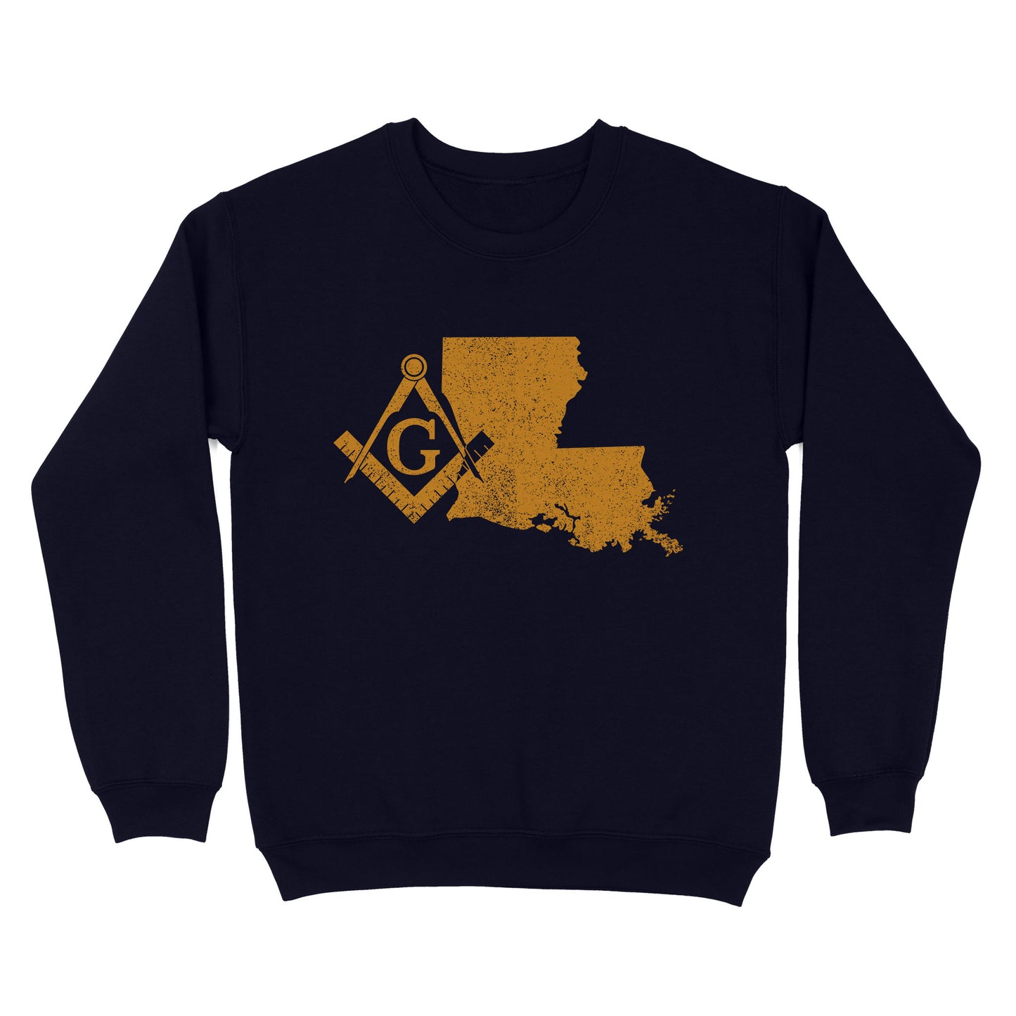 Louisiana Freemason State Map Square & Compass Symbol - Sweatshirt