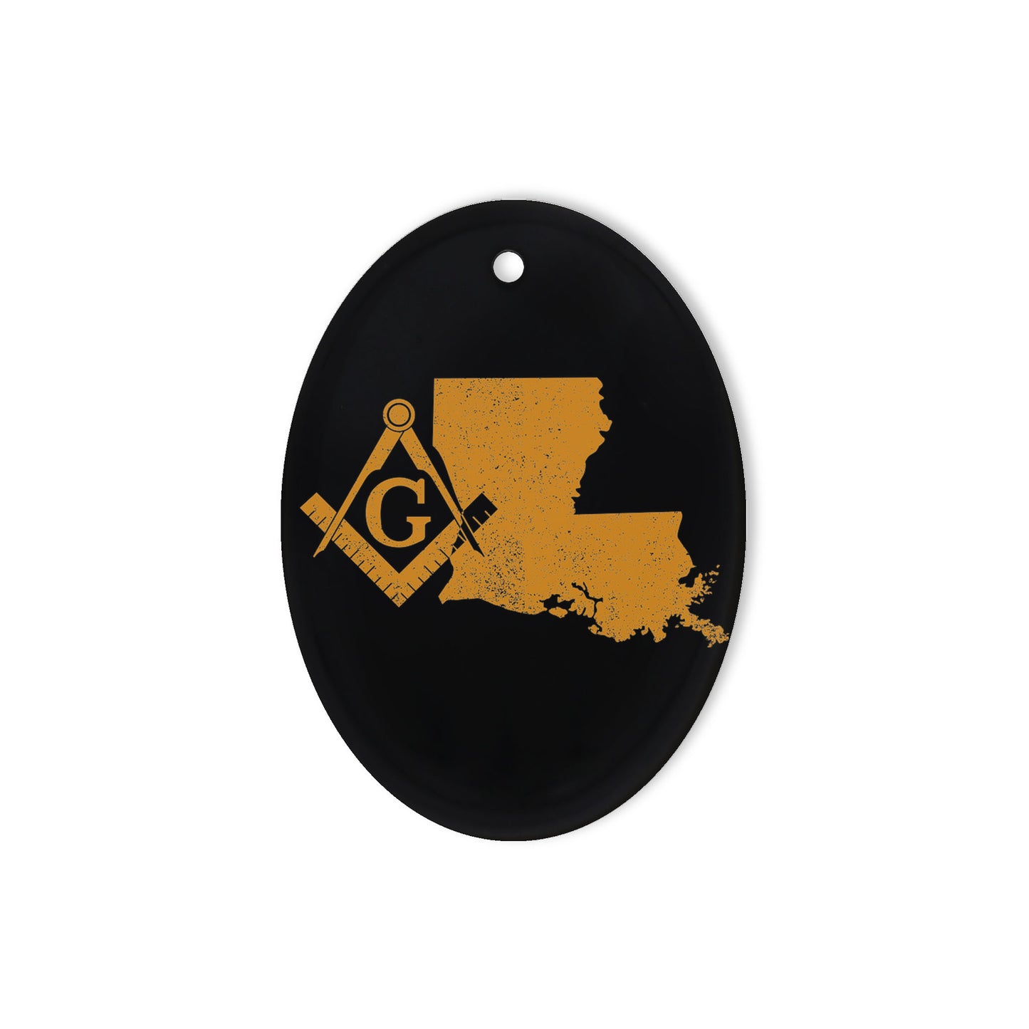 Louisiana square & compass freemason symbol state map - Oval Ceramic Ornament