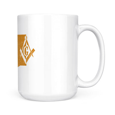 Washington square & compass freemason symbol state map - White Mug