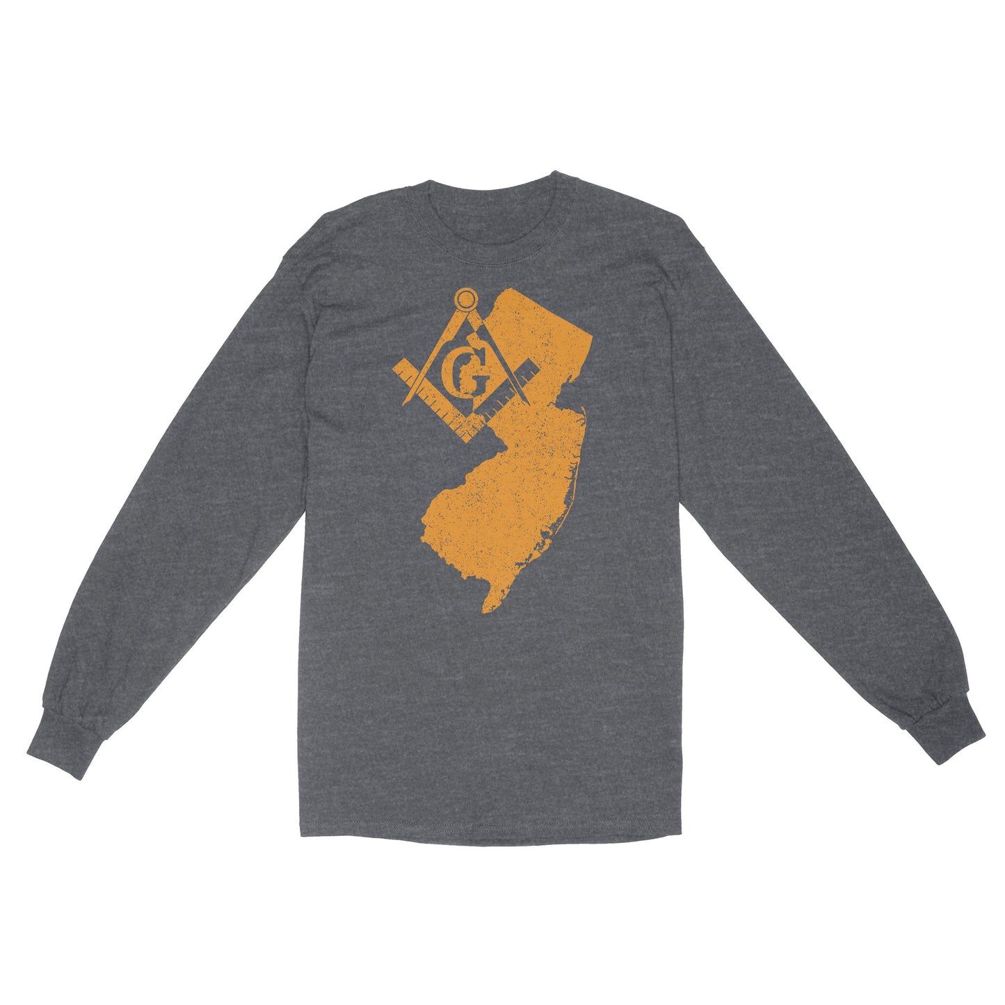 New Jersey Freemason State Map Square & Compass Symbol - Long Sleeve