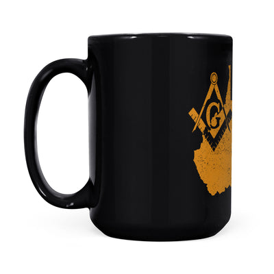 West Virginia square & compass freemason symbol state map - Black Mug