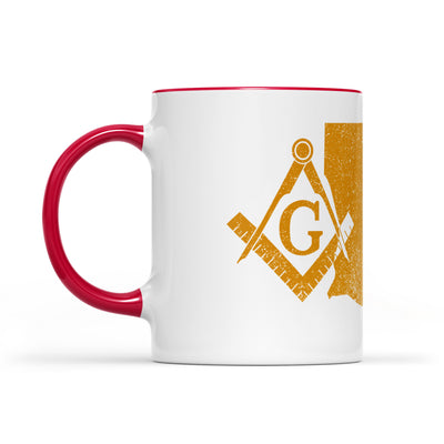 Louisiana square & compass freemason symbol state map - Accent Mug