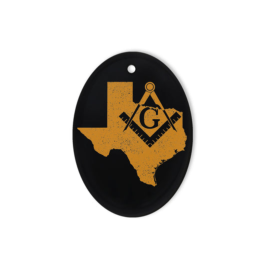 Texas square & compass freemason symbol state map - Oval Ceramic Ornament