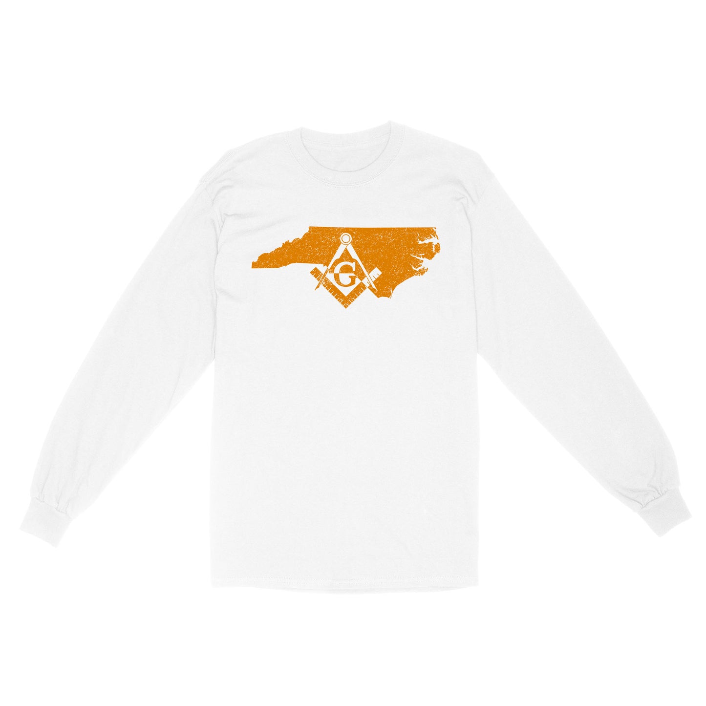 North Carolina Freemason State Map Square & Compass Symbol - Long Sleeve