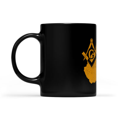 West Virginia square & compass freemason symbol state map - Black Mug