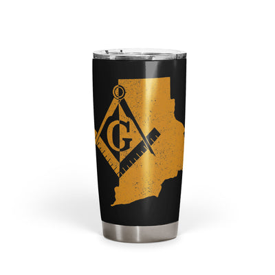 Rhode Island Square & Compass Freemason symbol state map - 20oz Fat Tumbler