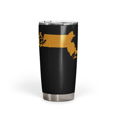 Massachusetts Square & Compass Freemason symbol state map - 20oz Fat Tumbler