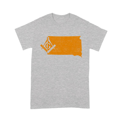 South Dakota Freemason State Map Square & Compass Symbol - T Shirt