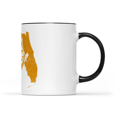 Florida square & compass freemason symbol state map - Accent Mug